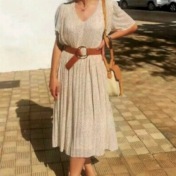 ZARA MICRO PLEATED RELAXED MIDI DRESS ANIMAL PRINT STYLE SIZE SMALL - Picture 3 of 4